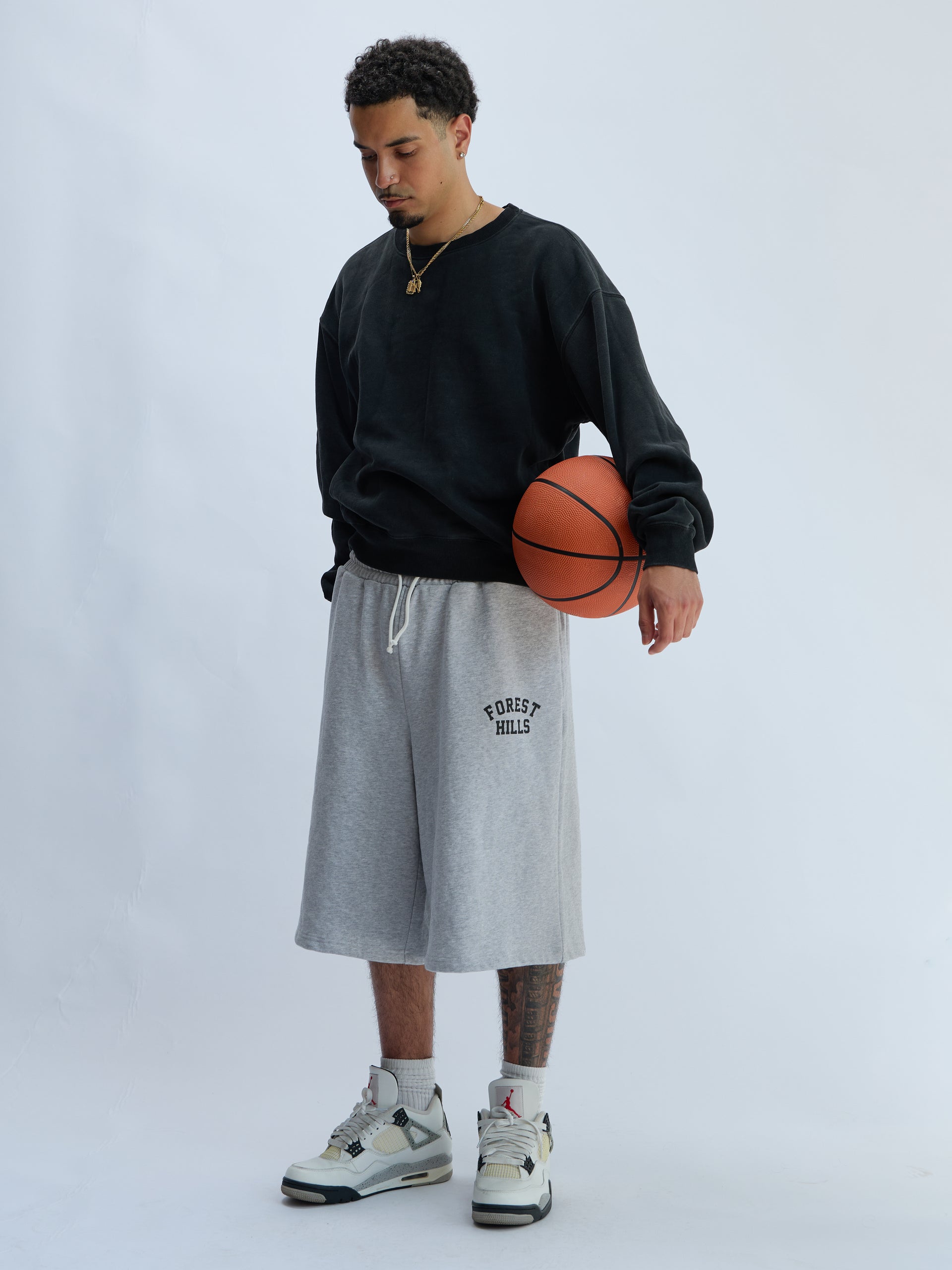 GRAY BAGGY SWEATSHORTS