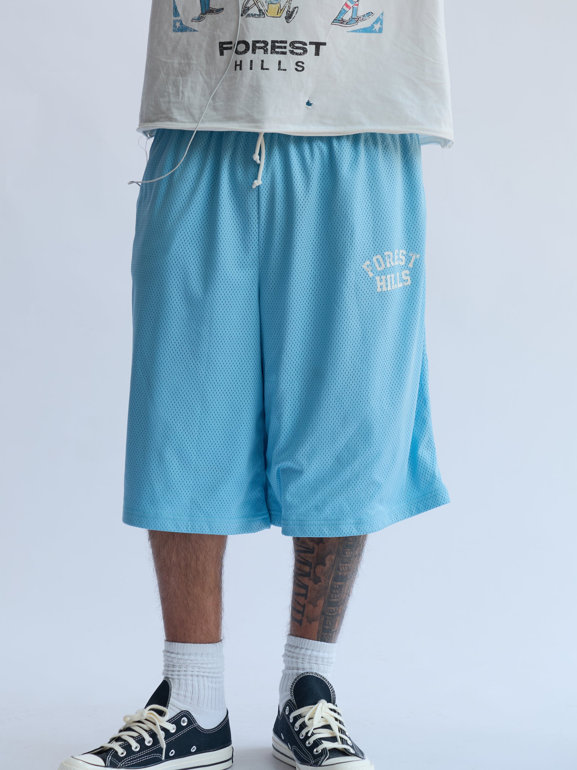BLUE BAGGY MESH SHORTS
